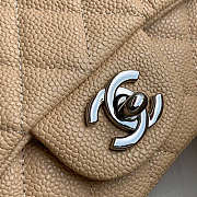 Chanel Mini Flap Bag Silver-tone Metal Grained Leather Beige 20cm - 5