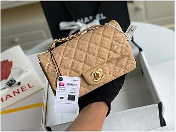 Chanel Mini Flap Bag Gold-tone Metal Grained Leather Beige 20cm