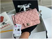 Chanel Mini Flap Bag Silver-tone Metal Grained Leather Pink 20cm - 1