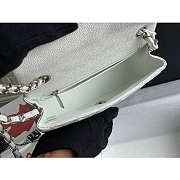 Chanel Mini Flap Bag Silver-tone Metal Grained Leather White 20cm - 6