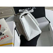 Chanel Mini Flap Bag Silver-tone Metal Grained Leather White 20cm - 5