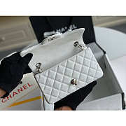 Chanel Mini Flap Bag Silver-tone Metal Grained Leather White 20cm - 3