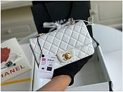 Chanel Mini Flap Bag Gold-tone Metal Grained Leather White 20cm - 1