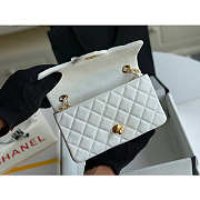 Chanel Mini Flap Bag Gold-tone Metal Grained Leather White 20cm - 4