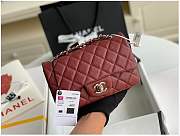 Chanel Mini Flap Bag Silver-tone Metal Grained Leather Burgundy 20cm - 1