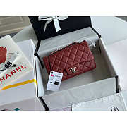 Chanel Mini Flap Bag Silver-tone Metal Grained Leather Burgundy 20cm - 6