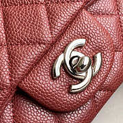 Chanel Mini Flap Bag Silver-tone Metal Grained Leather Burgundy 20cm - 2