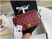 Chanel Mini Flap Bag Gold-tone Metal Grained Leather Burgundy 20cm - 1