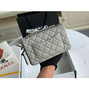 Chanel Mini Flap Bag Silver-tone Metal Grained Leather Gray 20cm - 6