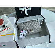 Chanel Mini Flap Bag Silver-tone Metal Grained Leather Gray 20cm - 5