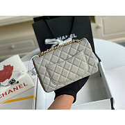 Chanel Mini Flap Bag Gold-tone Metal Grained Leather Gray 20cm - 6