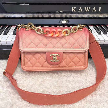 Chanel CC Flap Bag Grained Leather Pink AS0062 26x16x6cm