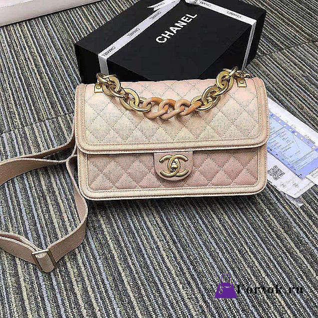 Chanel CC Flap Bag Grained Leather Powder Pink AS0062 26x16x6cm - 1