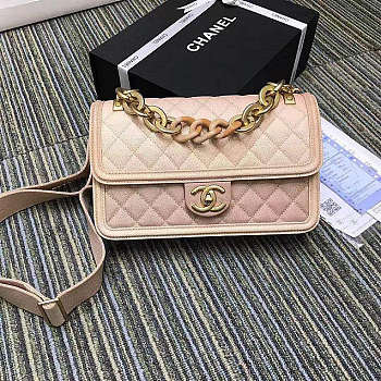 Chanel CC Flap Bag Grained Leather Powder Pink AS0062 26x16x6cm