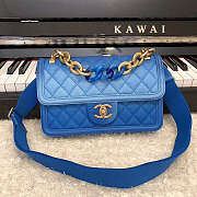 Chanel CC Flap Bag Grained Leather Blue AS0062 26x16x6cm - 1