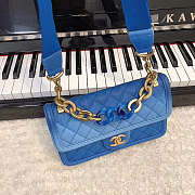 Chanel CC Flap Bag Grained Leather Blue AS0062 26x16x6cm - 6