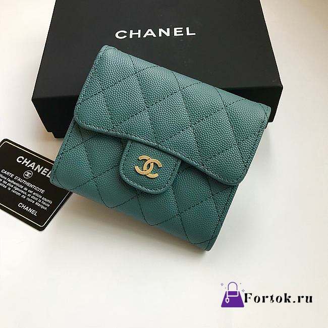 Chanel Small Flap Wallet Teal A82288 10.5x11.5x3cm - 1