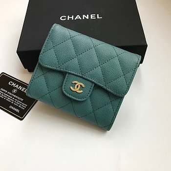 Chanel Small Flap Wallet Teal A82288 10.5x11.5x3cm