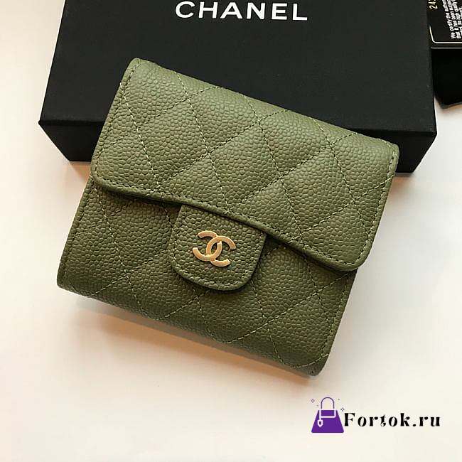 Chanel Small Flap Wallet Olive Green A82288 10.5x11.5x3cm - 1