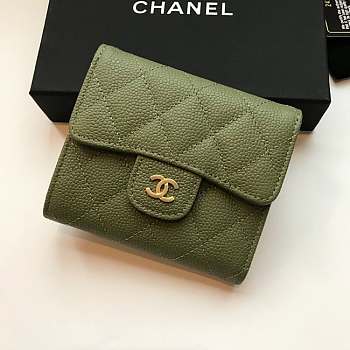 Chanel Small Flap Wallet Olive Green A82288 10.5x11.5x3cm