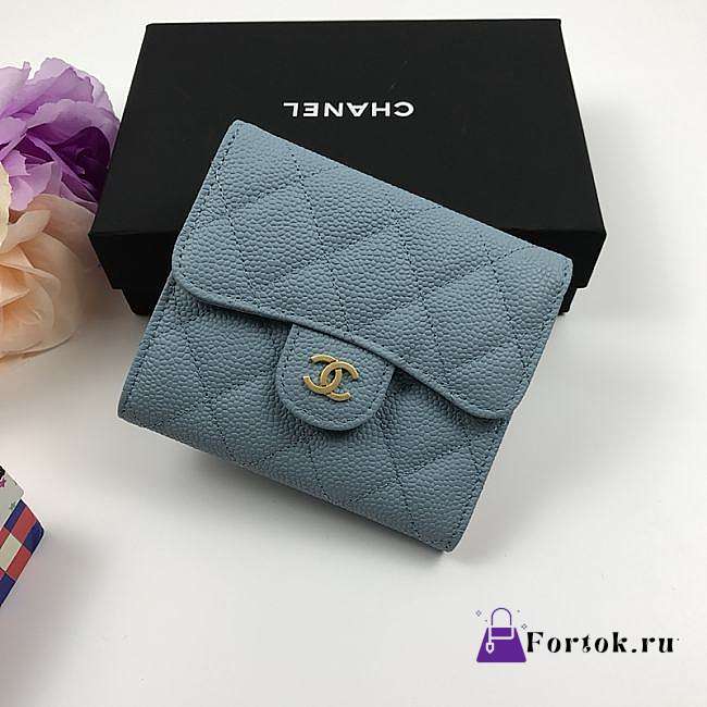 Chanel Small Flap Wallet Blue A82288 10.5x11.5x3cm - 1