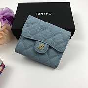 Chanel Small Flap Wallet Blue A82288 10.5x11.5x3cm - 1