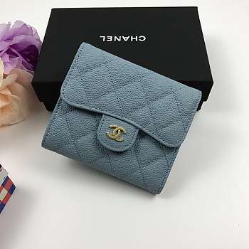 Chanel Small Flap Wallet Blue A82288 10.5x11.5x3cm