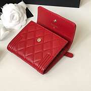 Chanel Boy Gold-tone Metal Grain Leather Wallet Red A80734 11.5x10.5x3cm - 6