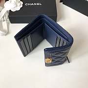 Chanel Boy Gold-tone Metal Grain Leather Wallet Navy A80734 11.5x10.5x3cm - 6