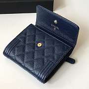Chanel Boy Gold-tone Metal Grain Leather Wallet Navy A80734 11.5x10.5x3cm - 4