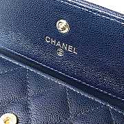Chanel Boy Gold-tone Metal Grain Leather Wallet Navy A80734 11.5x10.5x3cm - 2