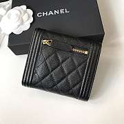 Chanel Boy Gold-tone Metal Grain Leather Wallet Black A80734 11.5x10.5x3cm - 6