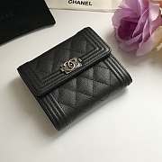 Chanel Boy Black-tone Metal Grain Leather Wallet Black A80734 11.5x10.5x3cm - 5