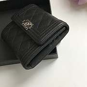 Chanel Boy Black-tone Metal Grain Leather Wallet Black A80734 11.5x10.5x3cm - 3