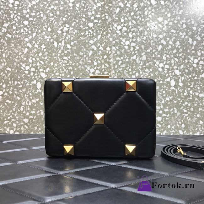Valentino Romand Stud Box Clutch Black 20x5x14cm - 1