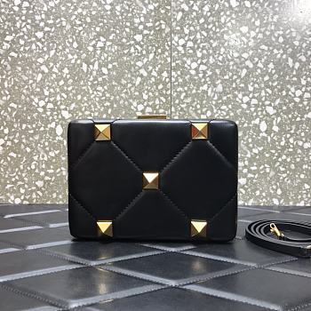 Valentino Romand Stud Box Clutch Black 20x5x14cm