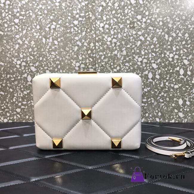 Valentino Romand Stud Box Clutch White 20x5x14cm - 1