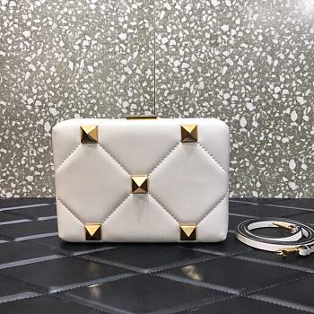 Valentino Romand Stud Box Clutch White 20x5x14cm