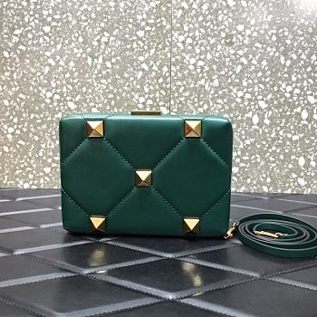 Valentino Romand Stud Box Clutch Teal 20x5x14cm