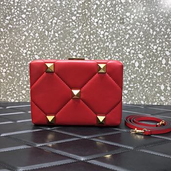 Valentino Romand Stud Box Clutch Red 20x5x14cm