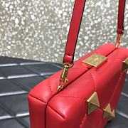 Valentino Romand Stud Box Clutch Red 20x5x14cm - 6