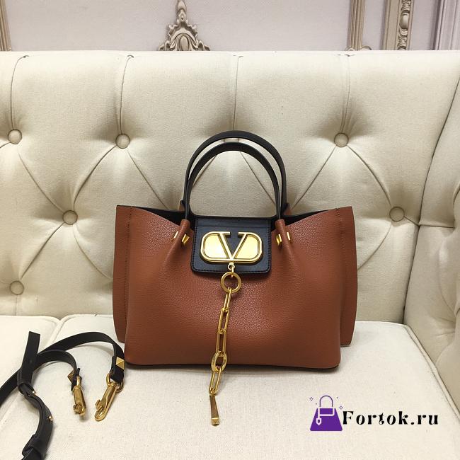 Valentino Garavani Vlogo Escape Tote Bag Brown 31x25x15cm  - 1