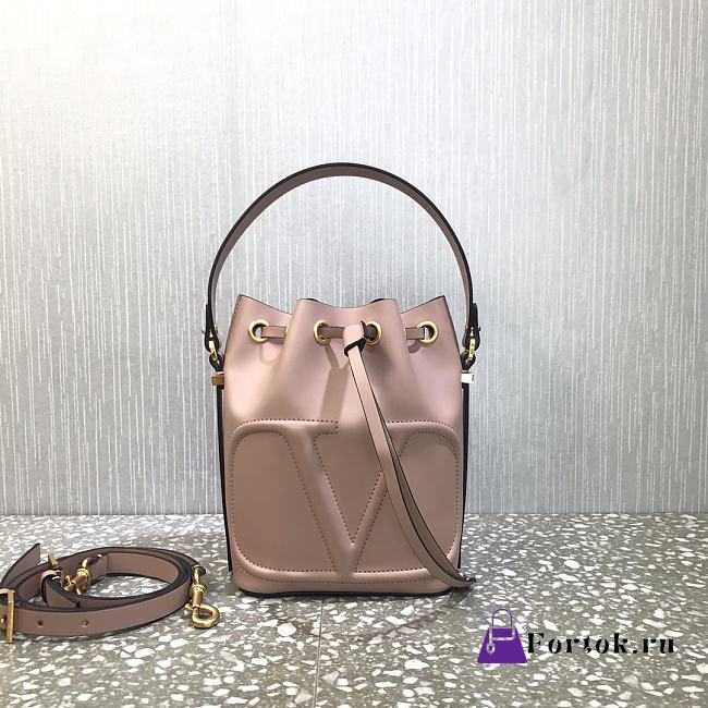 Valentino Vlogo Walk Bucket Bag Powder Pink 18x20.5x10cm - 1