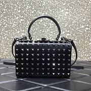 Valentino Rockstud Alcove Box Bag All-Over Studs Grained Leather Black 19x12x8cm  - 1