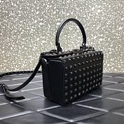 Valentino Rockstud Alcove Box Bag All-Over Studs Grained Leather Black 19x12x8cm  - 4