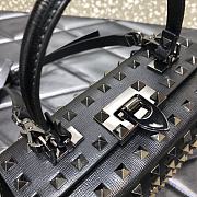 Valentino Rockstud Alcove Box Bag All-Over Studs Grained Leather Black 19x12x8cm  - 3
