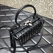 Valentino Rockstud Alcove Box Bag All-Over Studs Grained Leather Black 19x12x8cm  - 2