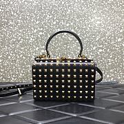 Valentino Rockstud Alcove Box Bag All-Over Studs Grained Leather Black/Gold Metal 19x12x8cm  - 1