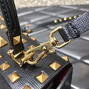 Valentino Rockstud Alcove Box Bag All-Over Studs Grained Leather Black/Gold Metal 19x12x8cm  - 6