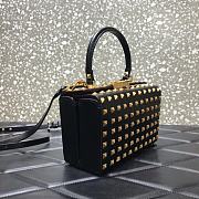 Valentino Rockstud Alcove Box Bag All-Over Studs Grained Leather Black/Gold Metal 19x12x8cm  - 5
